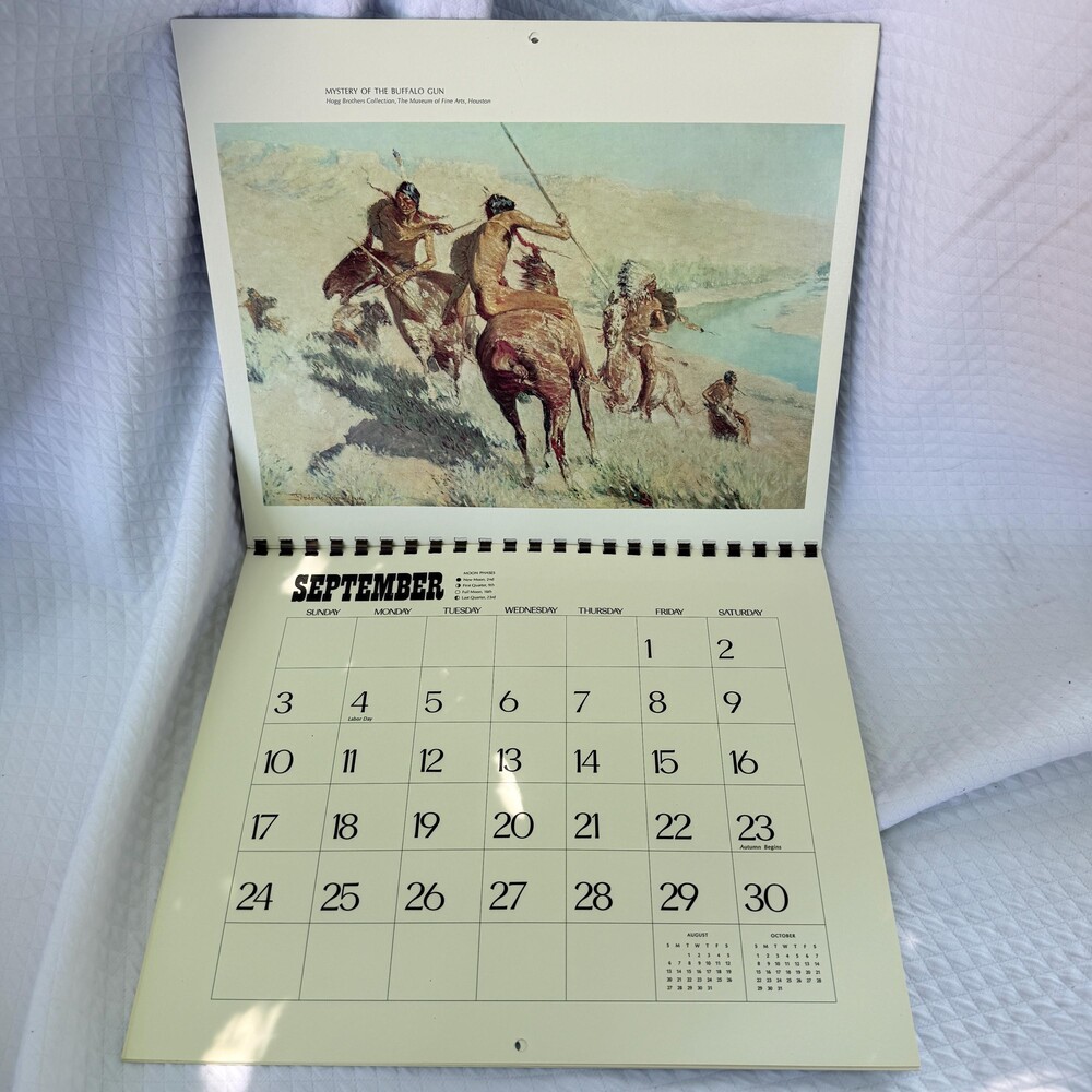 Vintage 1978 Frederic Remington Calendar 14 Full Color Western Art Prints - Picture 14 of 14